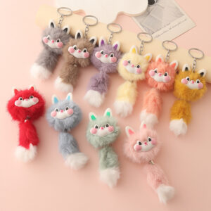 Cute Cartoon Plush Animal Keychain Fluffy Toy Bag Pendant